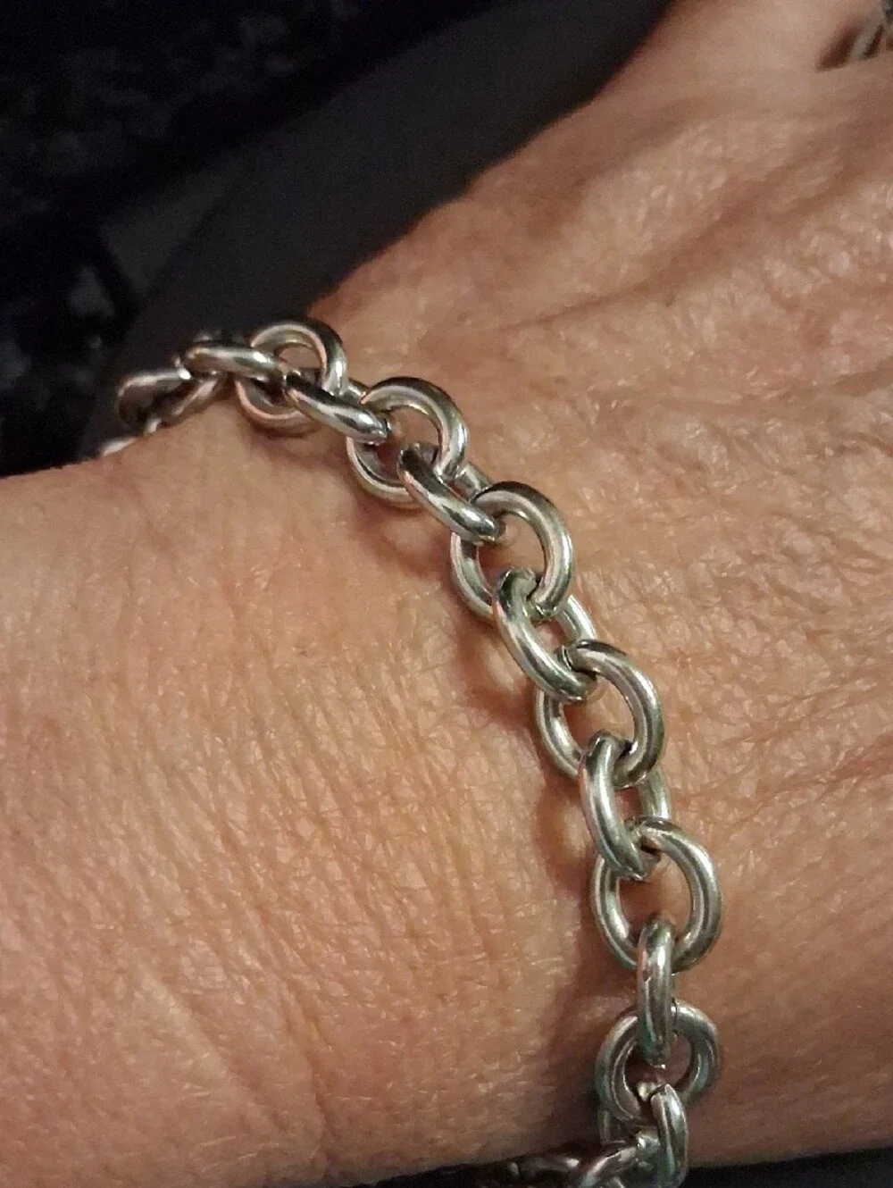 Silver Chain Link Women's Bracelet - CBC Charm Sz. 7 To 9 Adjustable